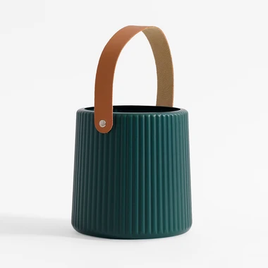 Zelený květináč s uchem 15 cm