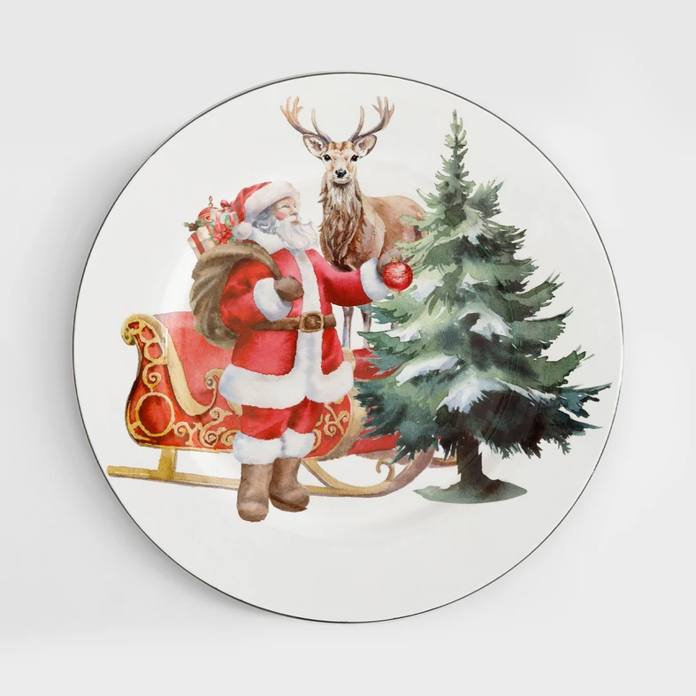 Dekorativní talíř bílý s Mikulášem 33 cm
