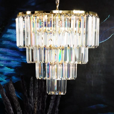 Křišťálový lustr na řetězu AMEDEO 39 cm