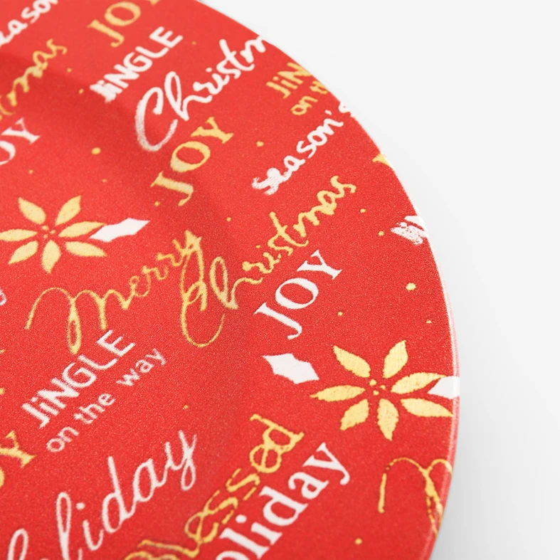 Dekorativní talíř červený s nápisy 33 cm