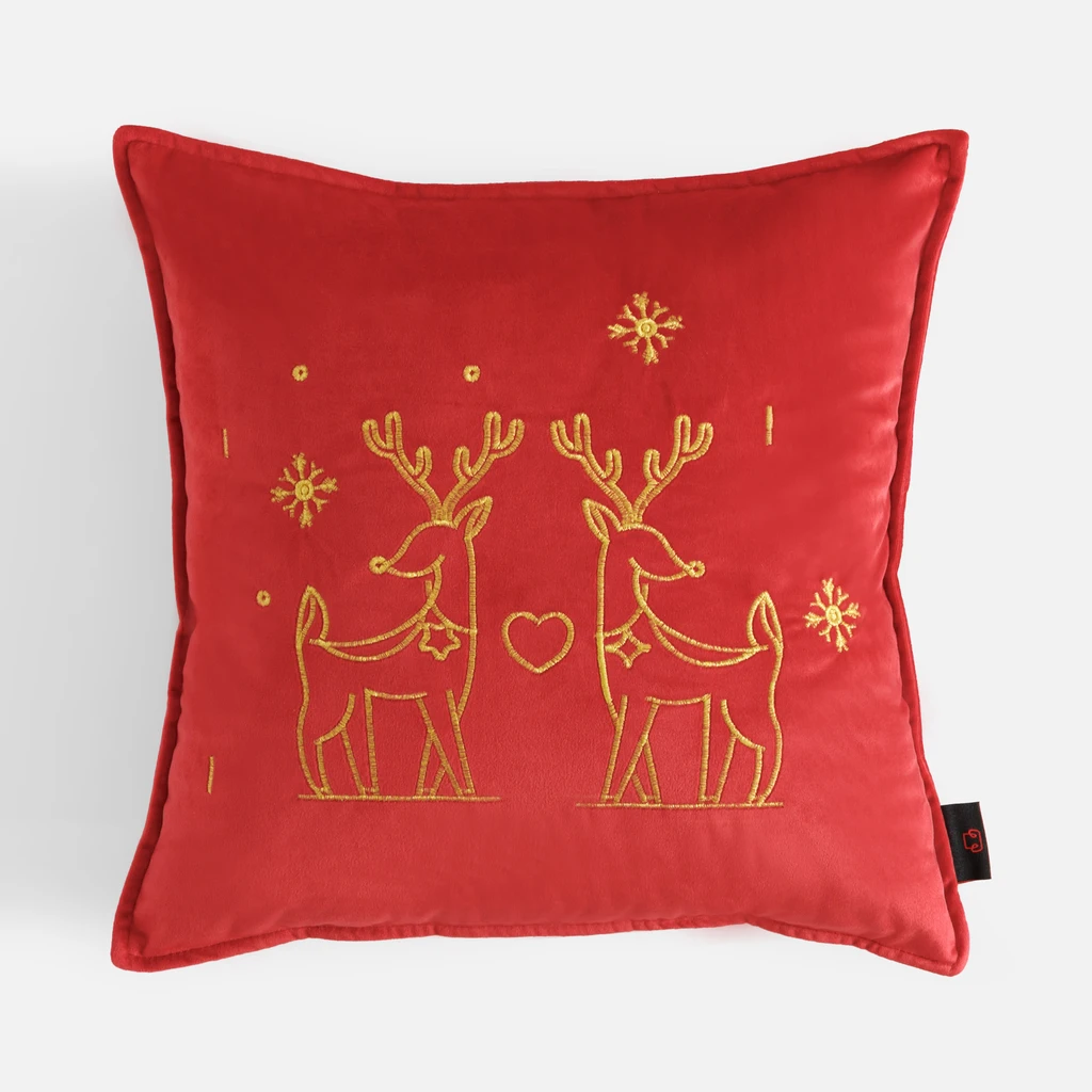 Povlak na polštář s soby červený TWINKLE 45x45 cm