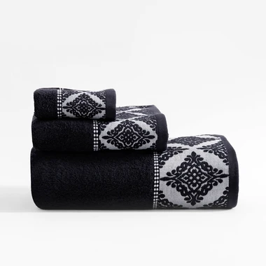 Černo-bílý bavlněný ručník AGADIR 30x50 cm