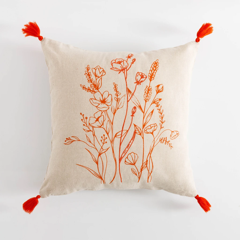 Povlak na polštář se střapci oranžový FLORIA 45x45 cm