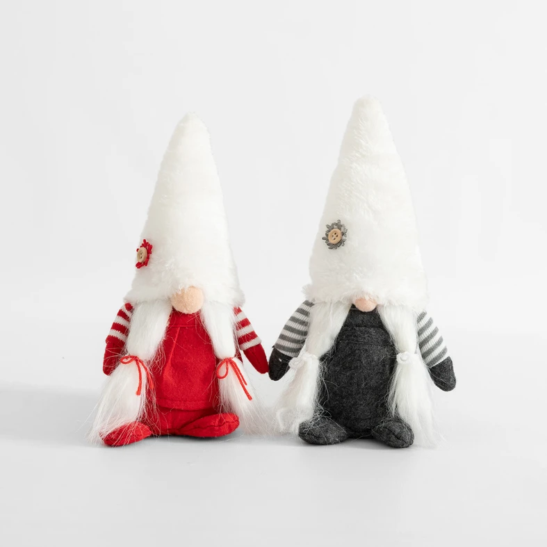 Dekorace skřítek bílý-červený 25 cm