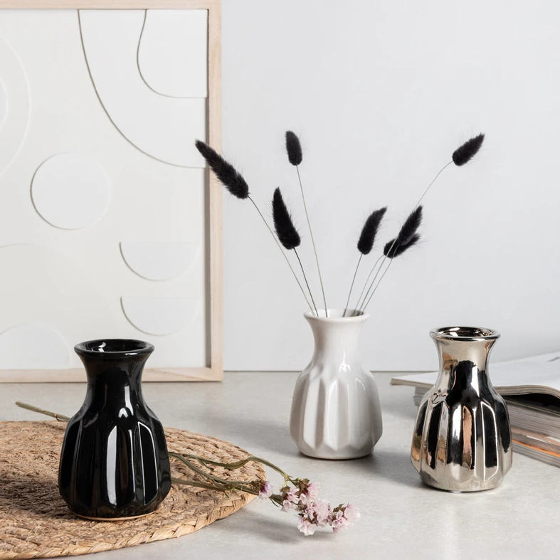 Wazon ceramiczny czarny 12 cm