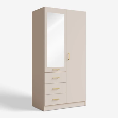 Béžová skříň se zrcadlem KONSO dvoudveřová