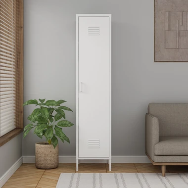 Bílá 1-dveřová skříň SOLANS