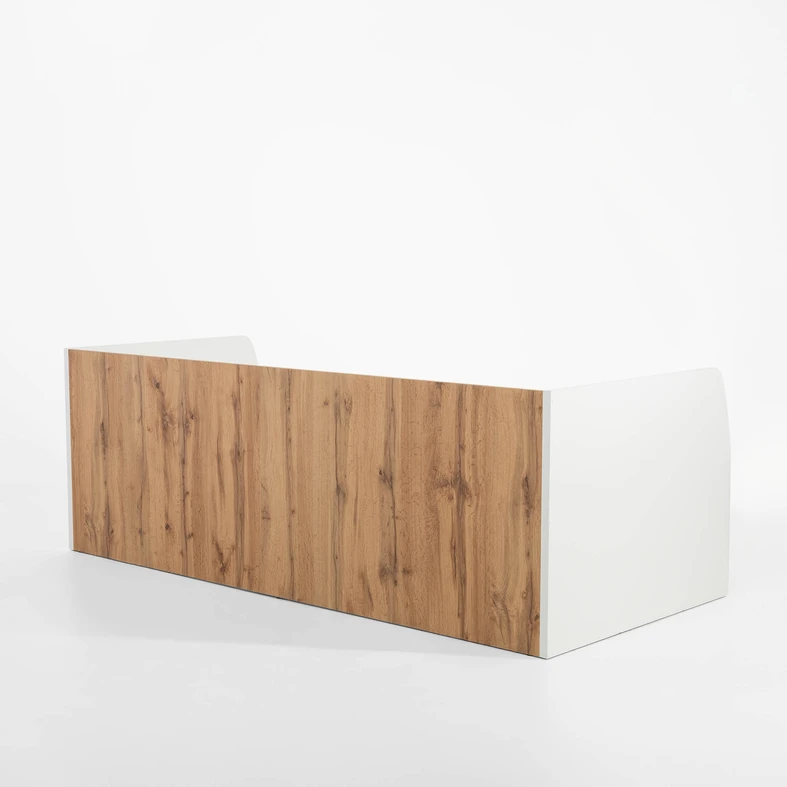 Białe łóżko z zabudowanymi bokami i tyłem, 90x200 cm
