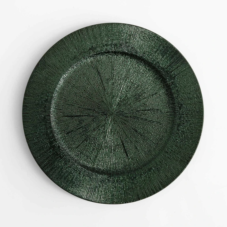 Talerz promienny podtalerz zielony 33 cm Dekorační zelený talíř 33 cm
