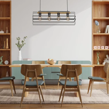 Černo-dřevěné závěsné svítidlo KORTEZ IV