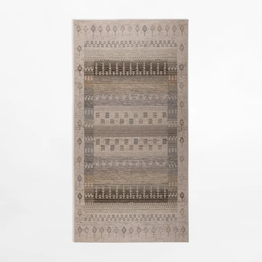 Etnický koberec KEMET, šedo-béžový, 80x150 cm