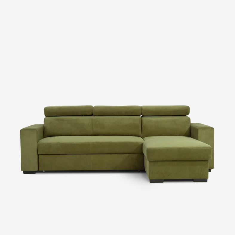 Rozkládací rohová sedací souprava olivově zelená MATRIX univerzální