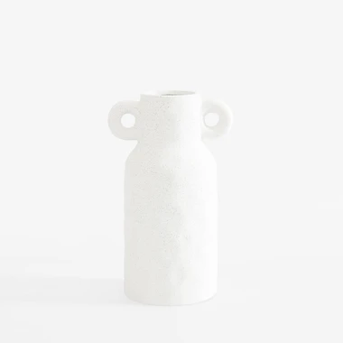 Keramická bílá váza s uchy 22 cm