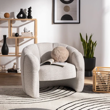 Světle šedé čalouněné křeslo MANUL