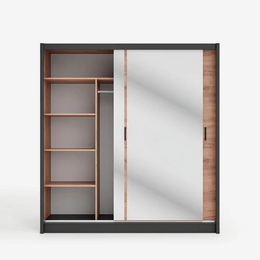 Zrcadlová šatní skříň s posuvnými dveřmi MALI 203 cm