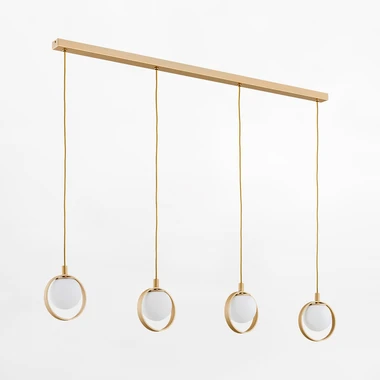 Zlaté závěsné svítidlo s 4 kulovitými stínidly SATURNIA