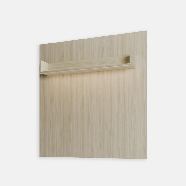 Panel z półką na drobne przedmioty, w kolorze jasnego drewna