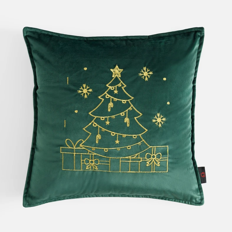 Povlak na polštář s stromečkem TWINKLE 45x45 cm tmavě zelený