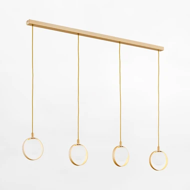 Zlaté závěsné svítidlo s 4 kulovitými stínidly SATURNIA