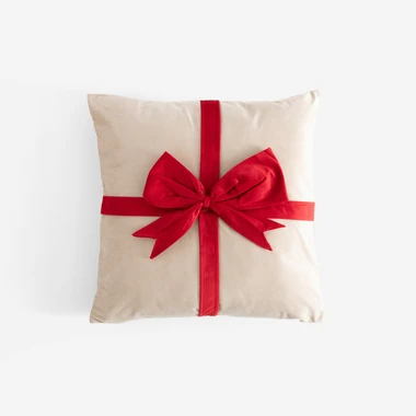Polštář s mašlí GIFT béžový 45x45 cm