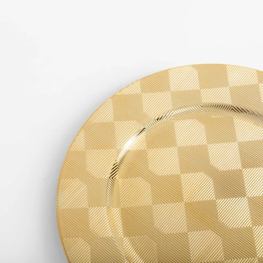 Talerz szachownica podtalerz złoty 33 cm