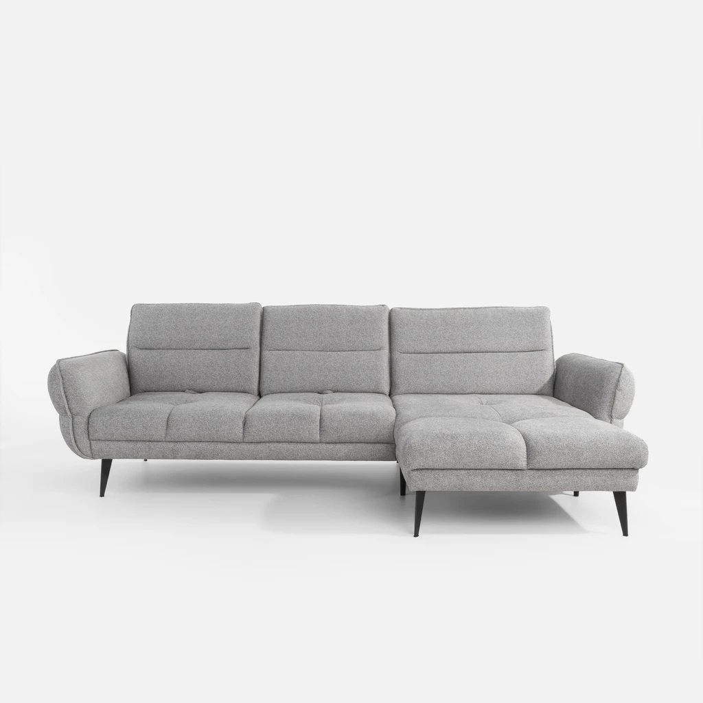 Rohová sedačka s nastavením hloubky sedáku šedá CAMPINA MINI pravá