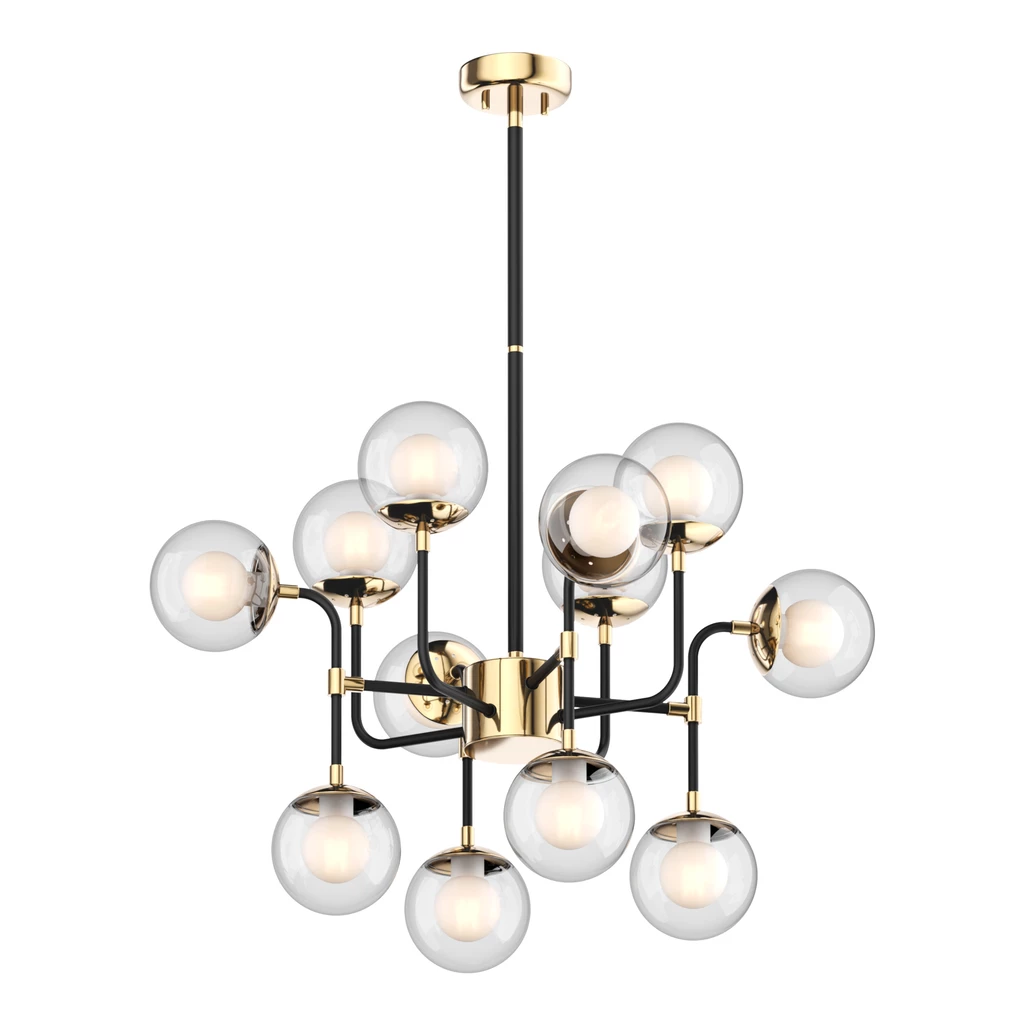 Černo-zlatý lustr RIANO 70 cm průhledné stínidlo