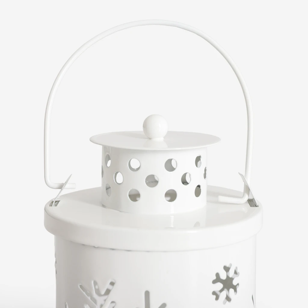 Dekorace bílá LED lucerna se sněhovými vločkami