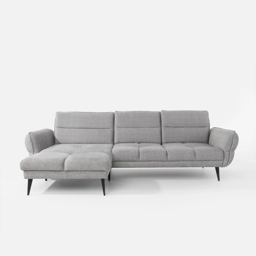 Rohová sedačka s nastavením hloubky sedáku šedá CAMPINA MINI levá