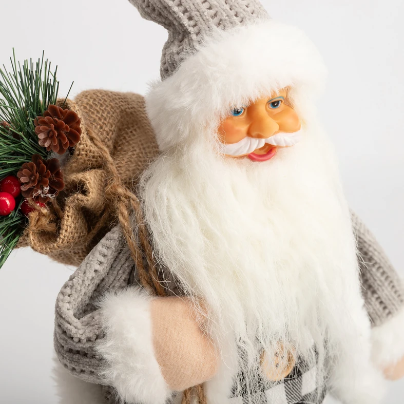 Vánoční figurka MIKULÁŠ světle šedá 40 cm