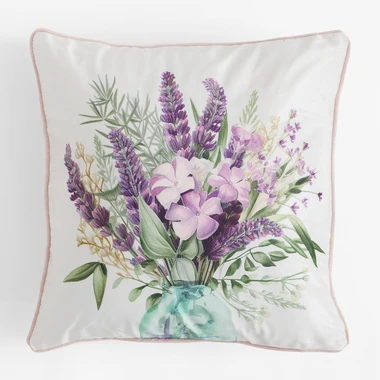 Růžový potah na polštář s květinami SUZI 45x45 cm