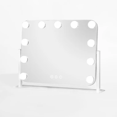 Obdélníkové bílé zrcadlo s LED osvětlením 44x7x36 cm