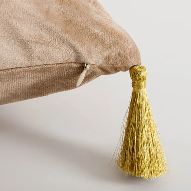 Povlak na polštář BORNEO béžový se zlatým listem 45x45 cm