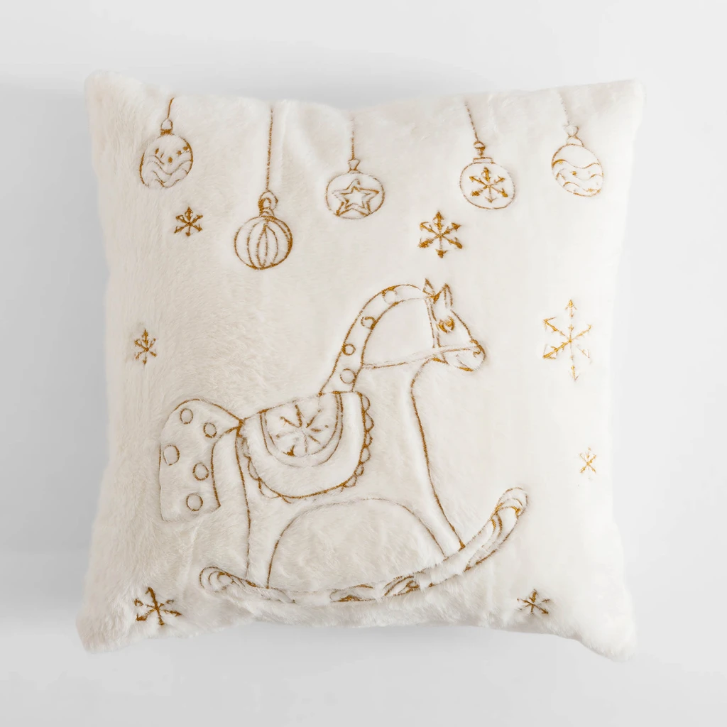 Povlak na polštář s houpacím koníkem LUCA bílý 45x45 cm