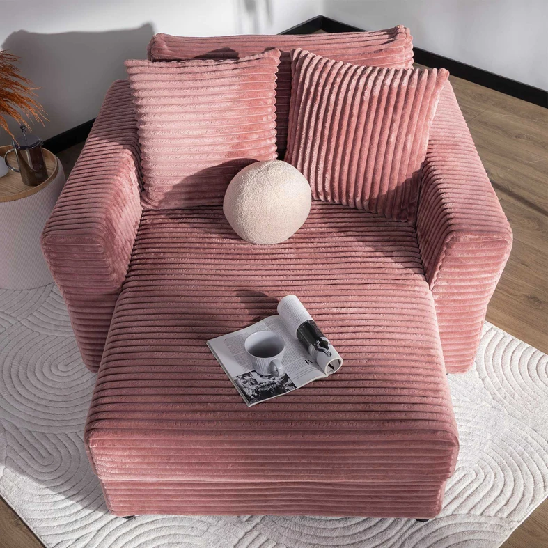 Křeslo loveseat pudrově růžová NOEMI
