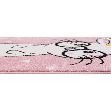 Růžový koberec s hvězdičkami, králík HAPPY 160x230 cm