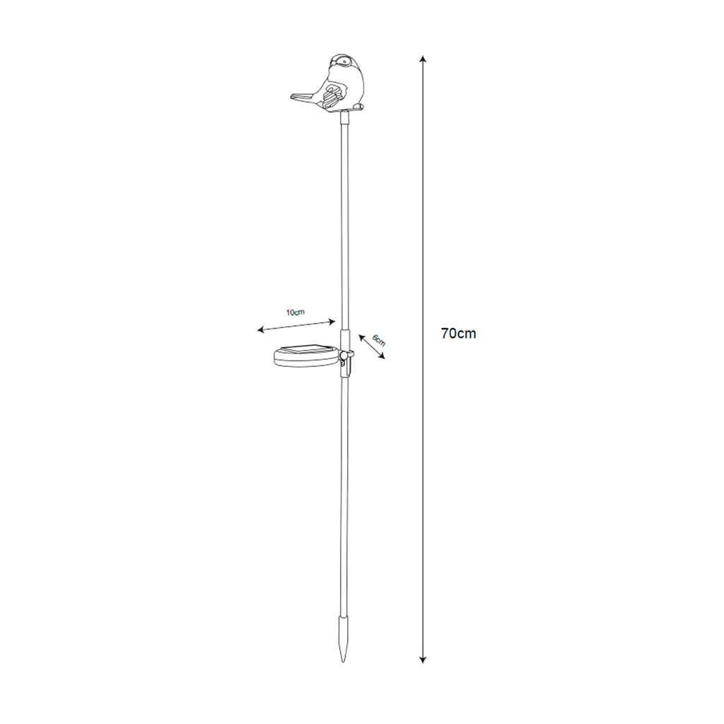 Lampa outdoorowa solarna LED IP44 kolorowy PTAK - wymiary.