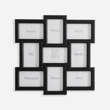 Černý multi-fotorámeček na 9 fotografií 45,5x45,5 cm