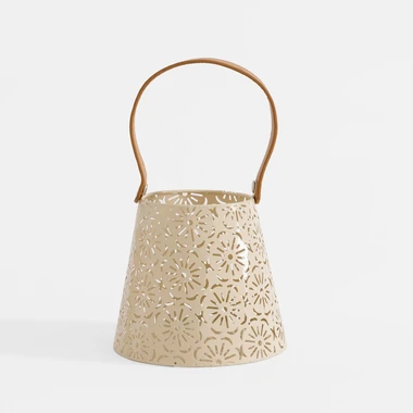 Béžová kovová lucerna 16x26,5 cm