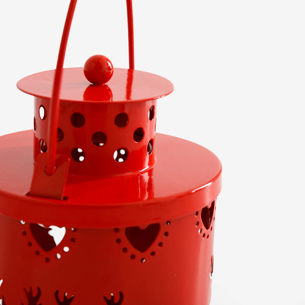 Dekorace lucerna LED červená sobi