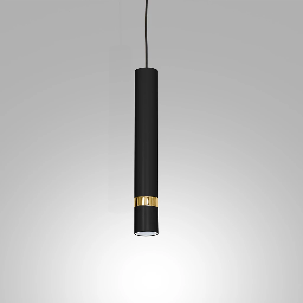 Černo-zlaté závěsné svítidlo tuba ve stylu loft RENO