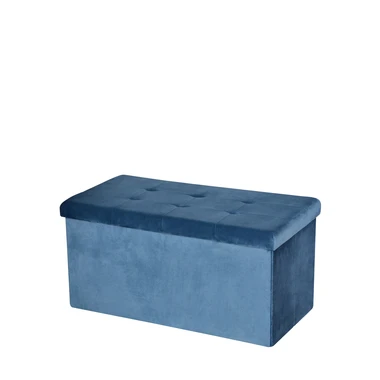 Modrý skládací taburet s úložným prostorem 76,5x38x37,5 cm