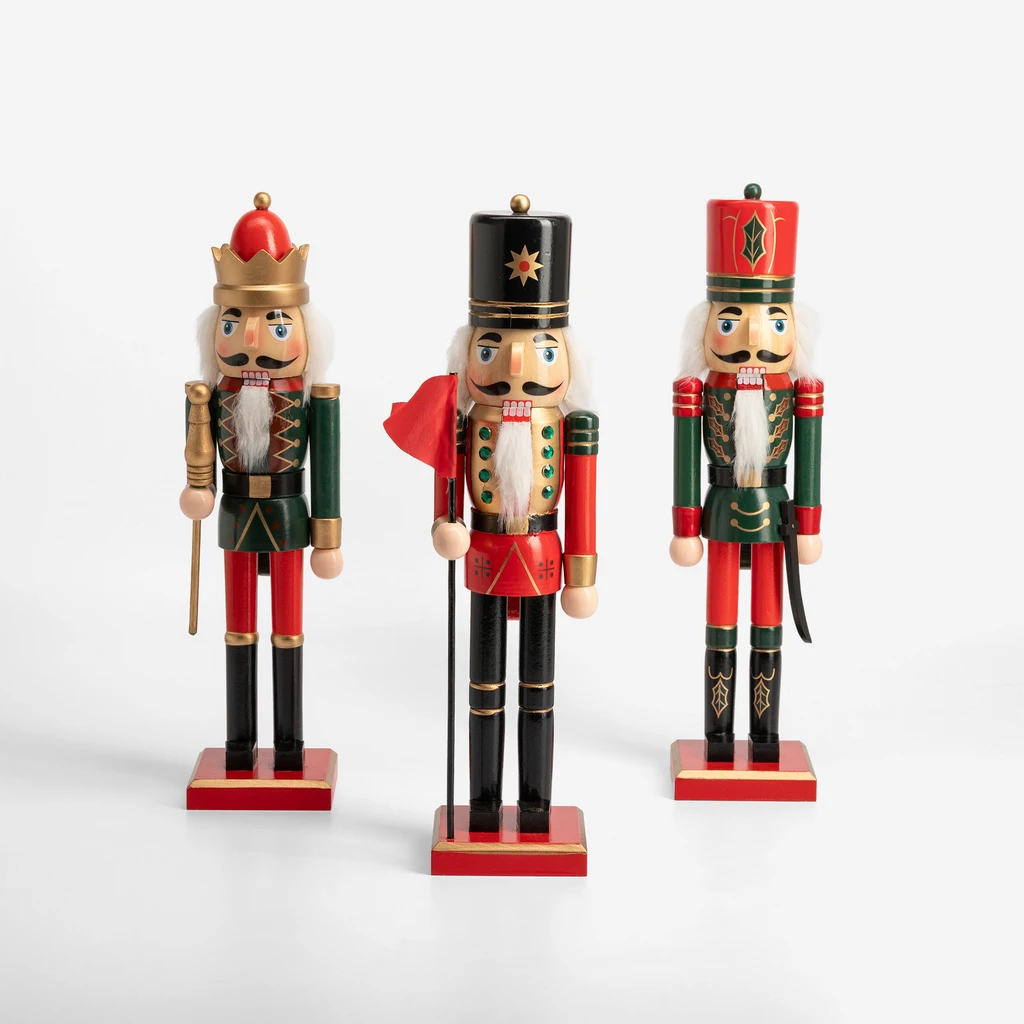 Dekorativní figurka červeno-zelená LOUSKÁČEK 38 cm