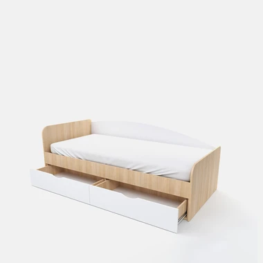 Postel s roštem a zásuvkami SANDI 90x200 cm dub/bílá
