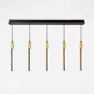 Černé dřevěné LED závěsné svítidlo lišta ELIOT V