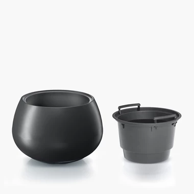Antracitový květináč s vložkou HEOS 43,6 cm