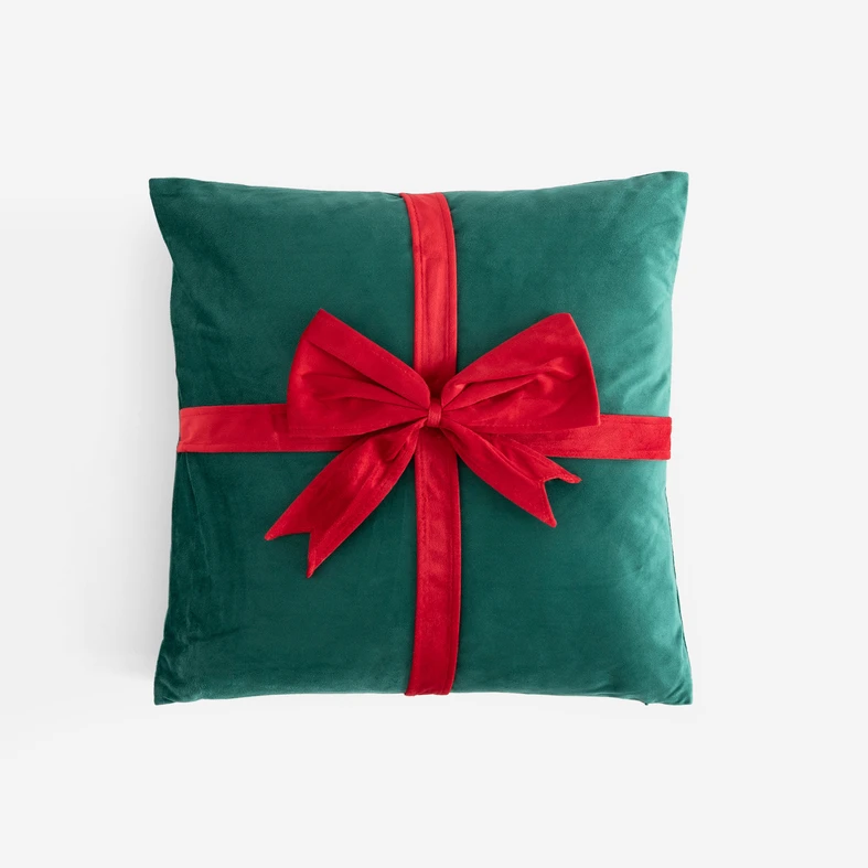 Polštář s mašlí zelený GIFT 45x45 cm