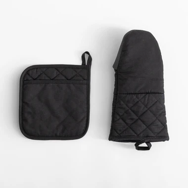 Kuchyňská chňapka a podložka pod hrnec s neoprenem černá