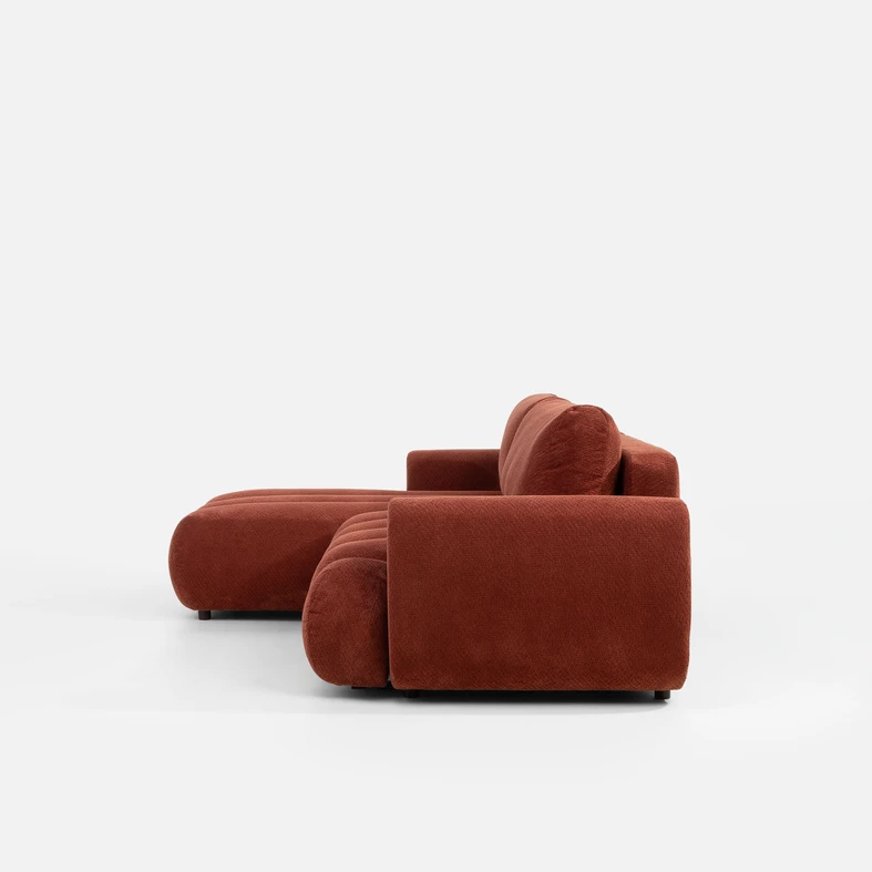 Vínová rohová sedací souprava s úložným prostorem PASSO M levá