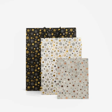 Vánoční dárková taška s hvězdičkami vel. L MIX